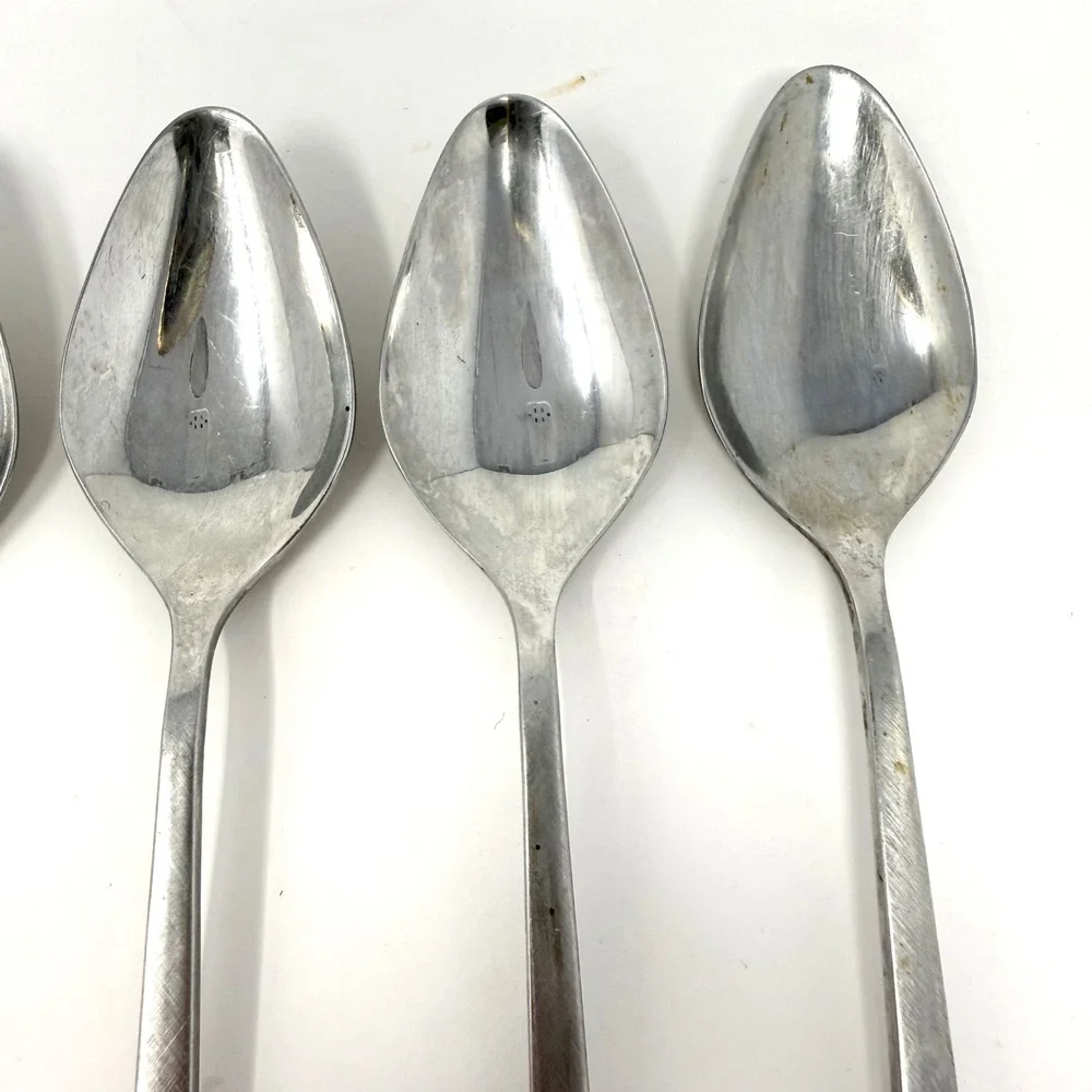 9 International‎ Stainless Steel Deluxe Teaspoons MCM Danish Scroll Flatware Set